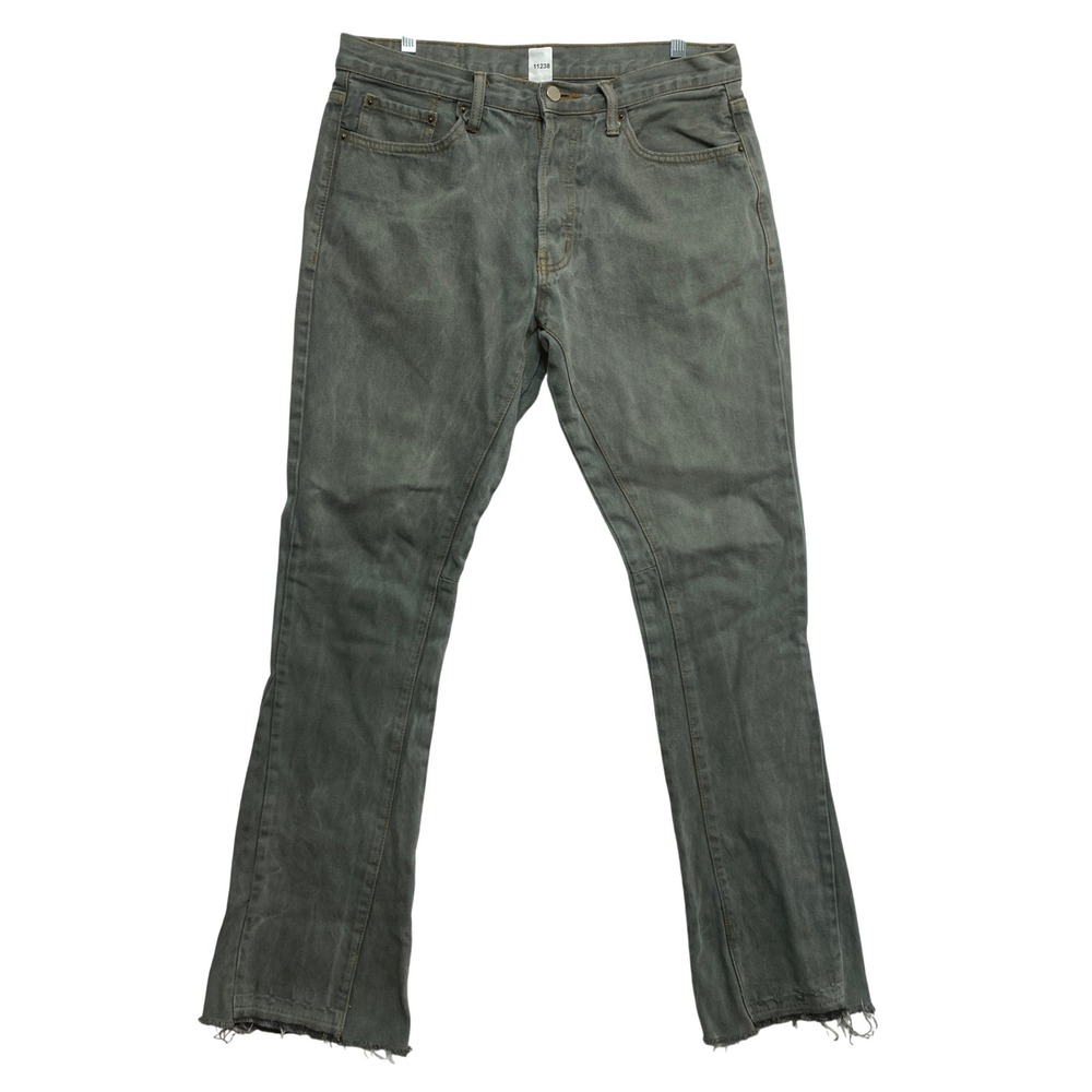 MNMl Jeans Mens 31 Gray Distressed Raw Hem Flare Leg Streetwear Denim
